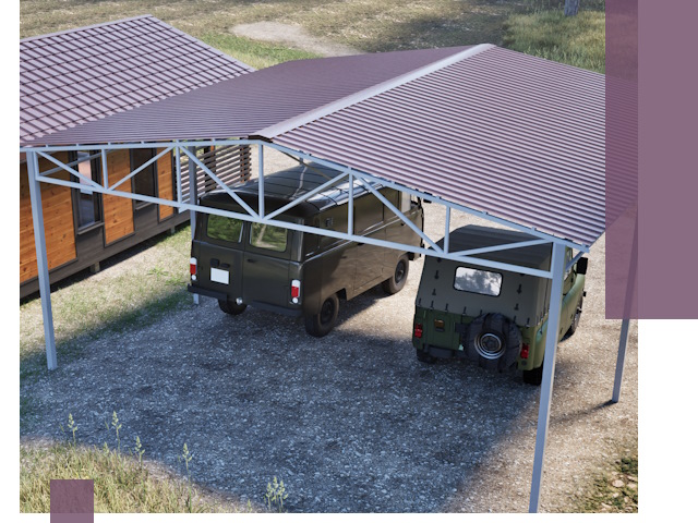 Двускатные навесы под ключ в Саранске — изготовление и монтаж